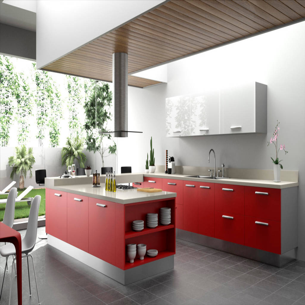 Cocina de lineas rectas amplia y moderna de jg fotografia & render | homify