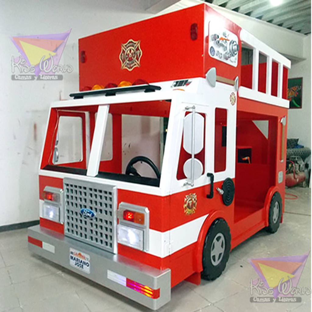 Impresionante camion de bomberos kids wolrd- recamaras literas y