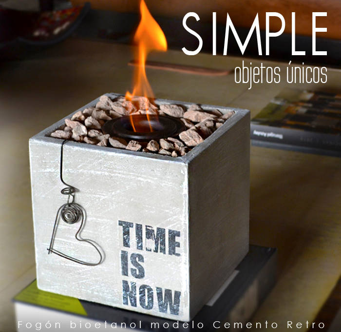 Fogón a bioetanol modelo cemento retro de simple objetos unicos rústico