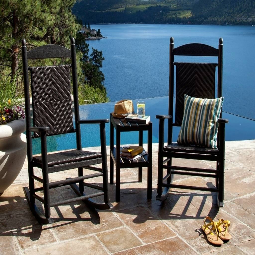 Casa bruno schaukelstuhl jefferson, schwarz, mit geflochtenem sitz- und