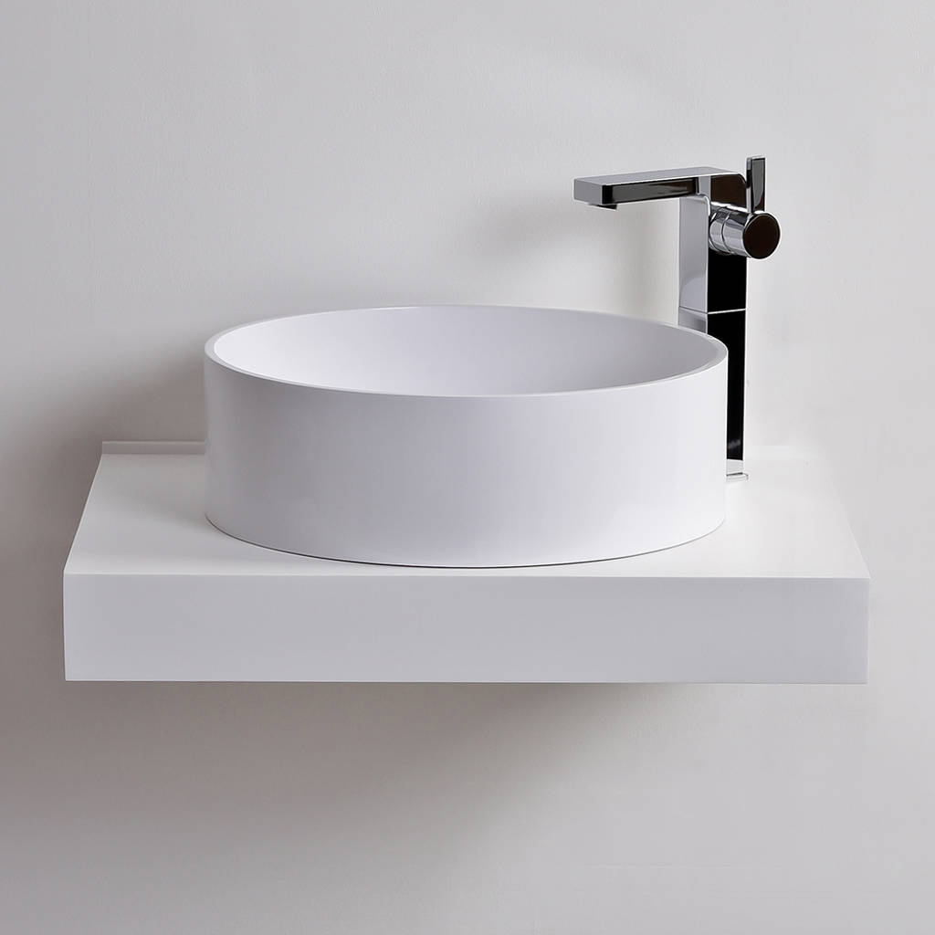 Lusso stone nuvo solid surface stone resin round counter top basin 450