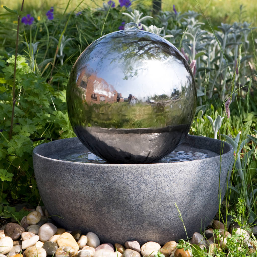Eclipse stainless steel sphere water feature modern by primrose