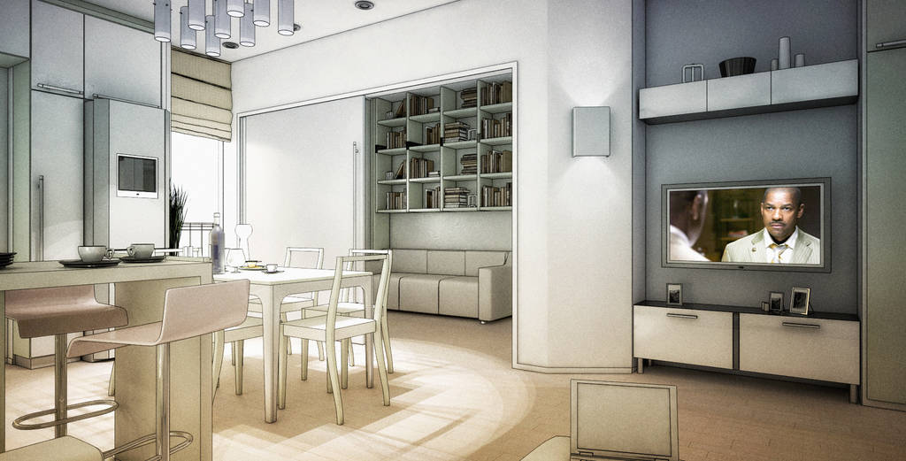 Rendering Di Progetto Della Zona Giorno Homify