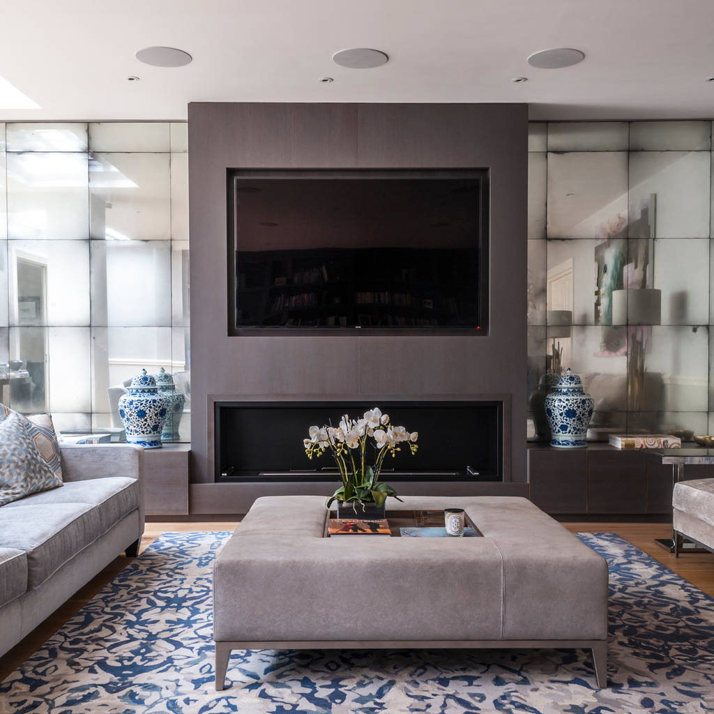 Antiqued mirror alcoves to fireplace wall modern by rupert bevan ltd