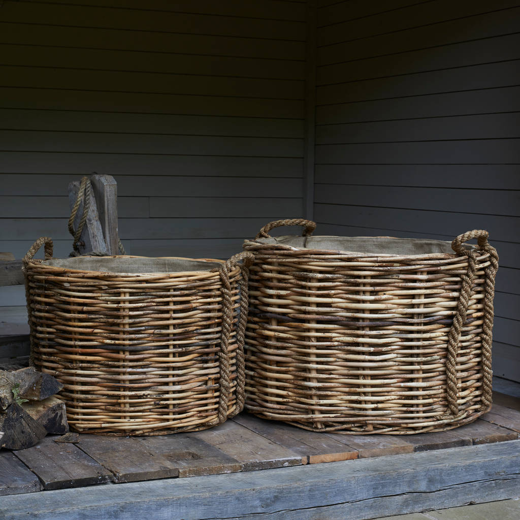 Very large rattan log baskets—rope handles homify