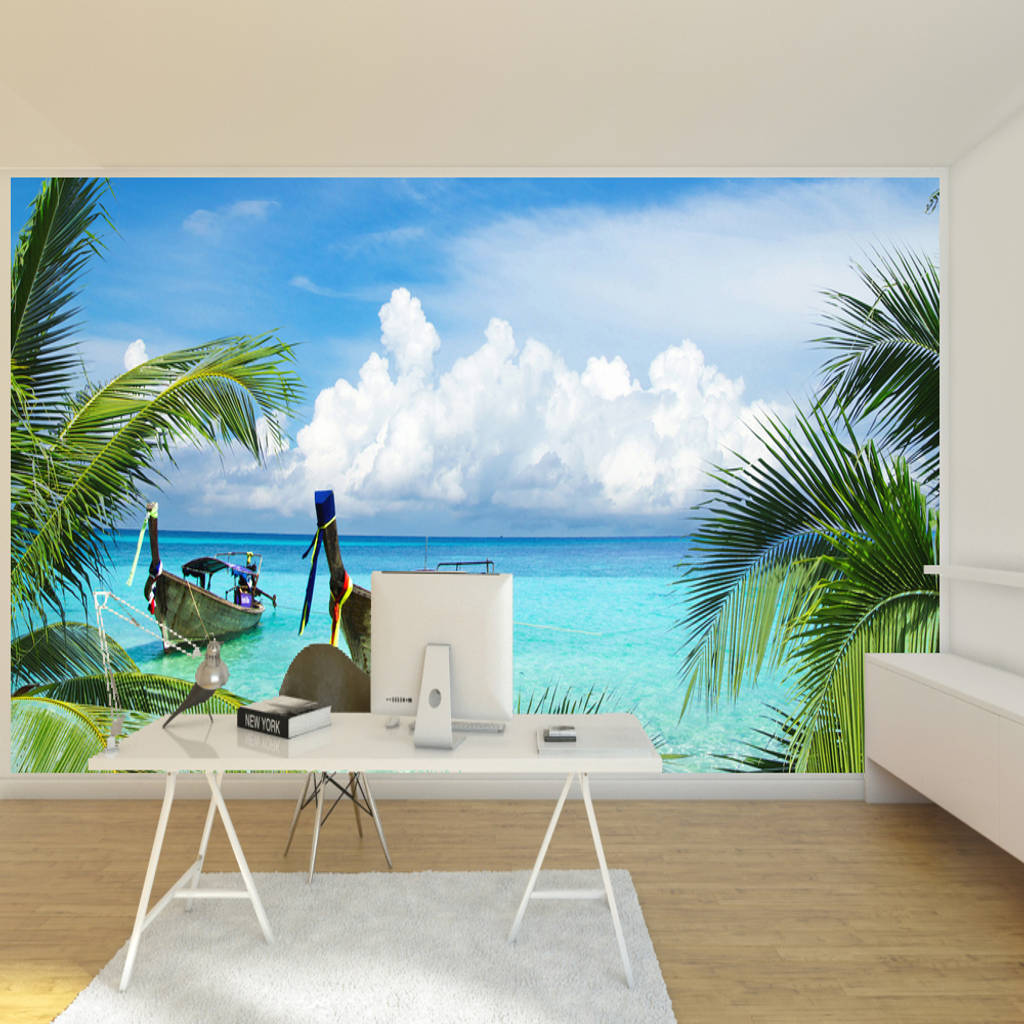 Home office wall mural di transform a wall tropicale homify