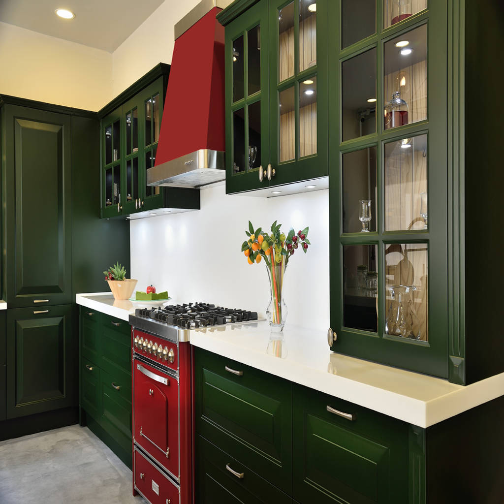 мебель кухня зеленого цвета фото