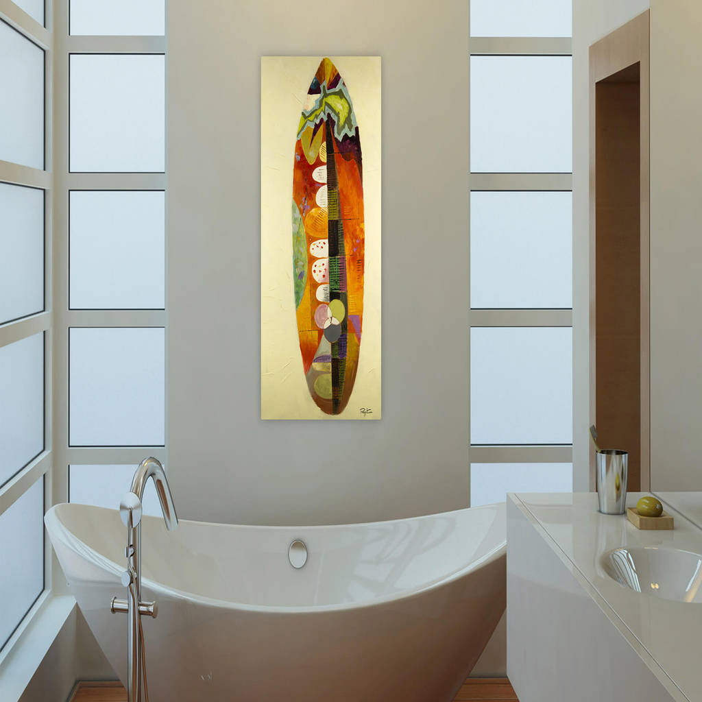 Acryl Gemalde Buntes Wellenreiten 70x140cm Fur Das Badezimmer Modern Von Kunstloft Modern Baumwolle Rot Homify