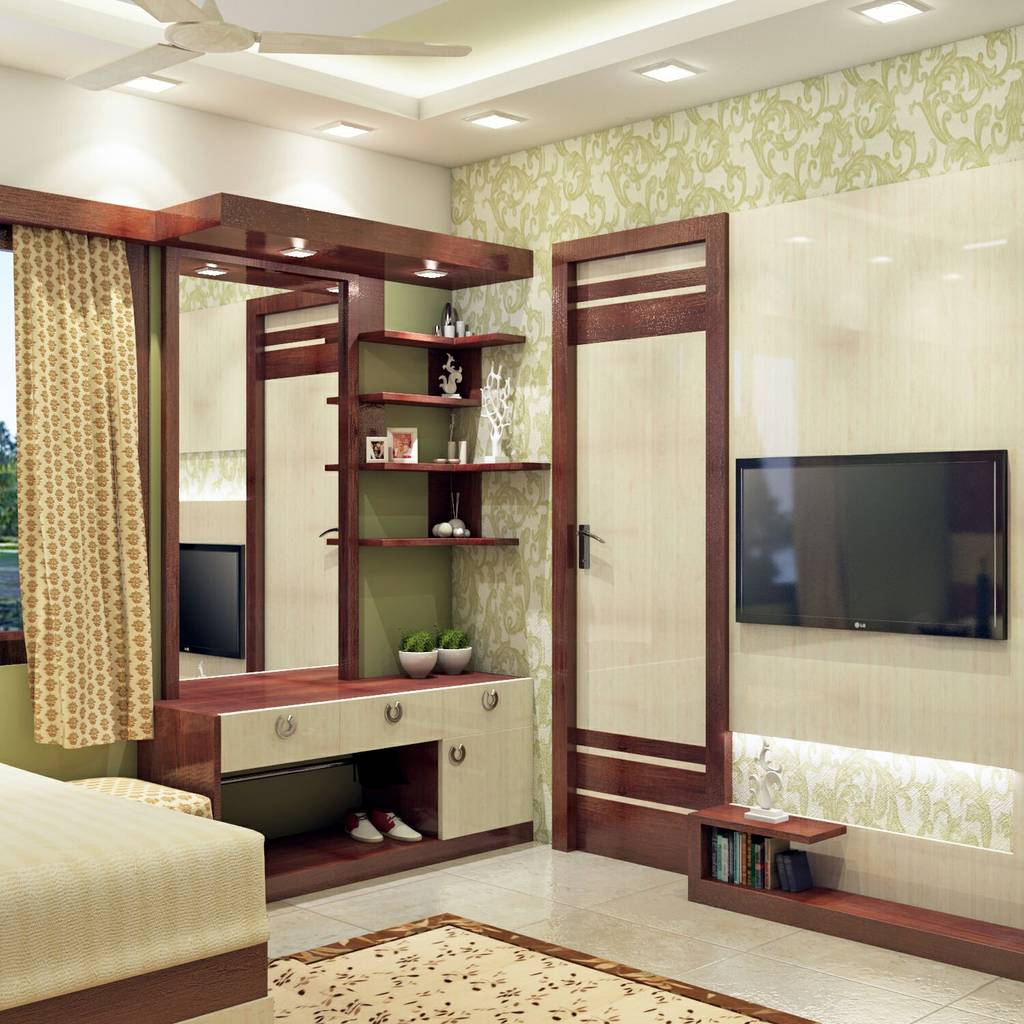 Master bedroom design ( dressing unit & tv unit view ...