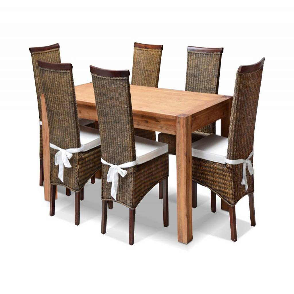 Essgruppe arena esstisch 140x90 & 4 rattanstühle akazie massiv holz