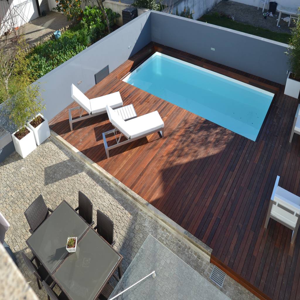 Remodelação de logradouro / jardim com piscina, espaço mude homify