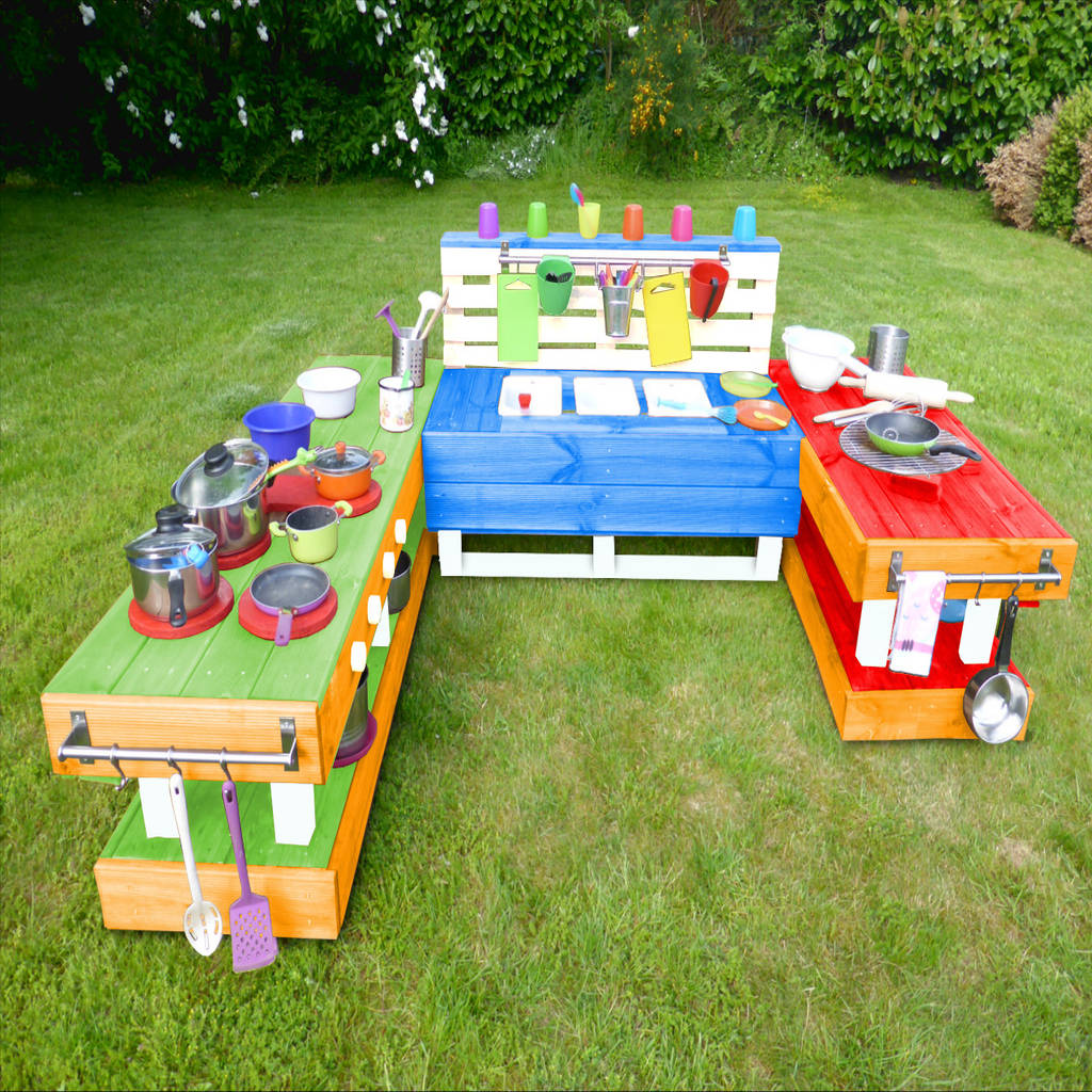 Palettenmöbel – kinderküche matschküche xl aus holz für kitas