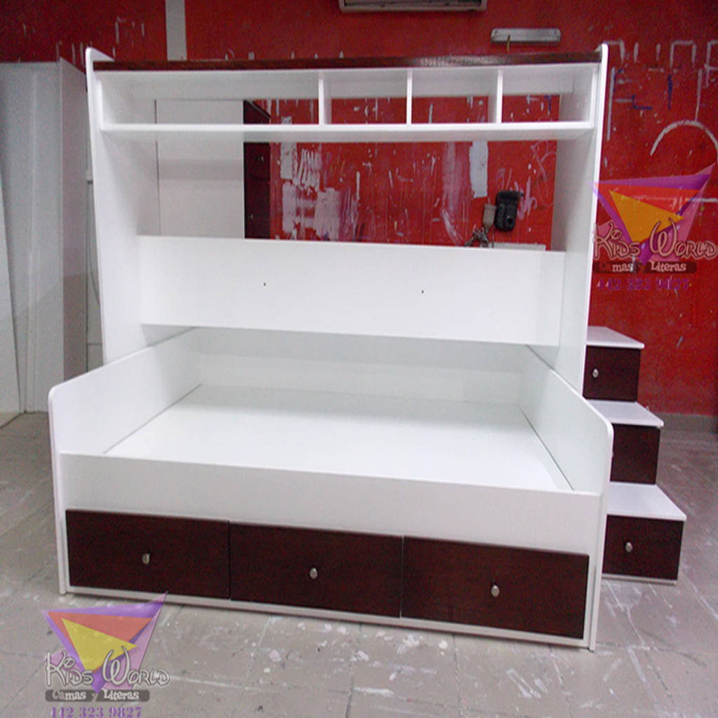 Fantástica cama nido con plataforma kids wolrd- recamaras literas y