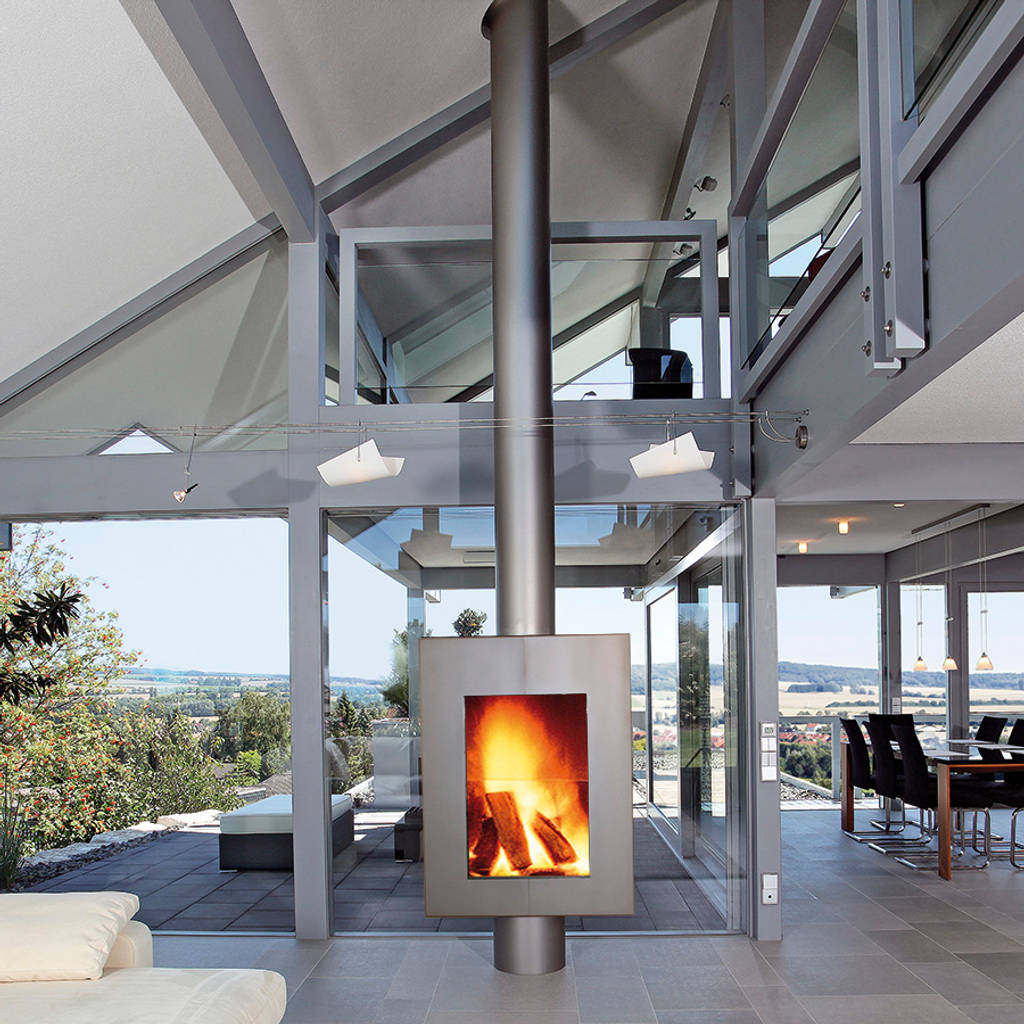 Kamin vulcano mit aufsitzendem schornstein von