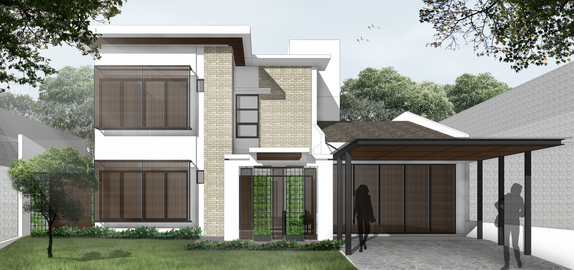 Desain Rumah Tropis Kontemporer Di Cikarang | homify