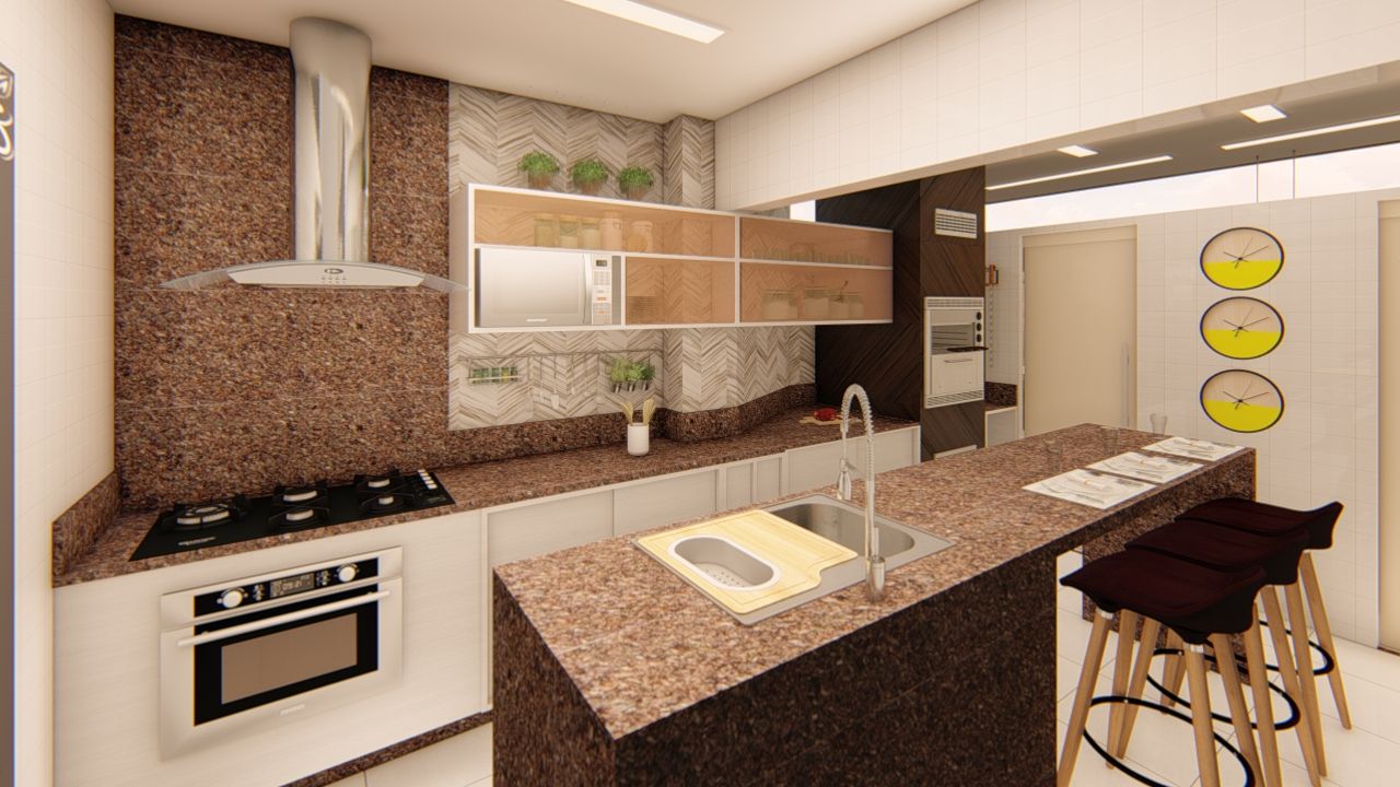 Projeto de Interiores para Cozinha Gourmet Moderna em Belo Horizonte ...