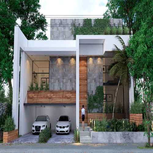 diseño frontal de casa moderna