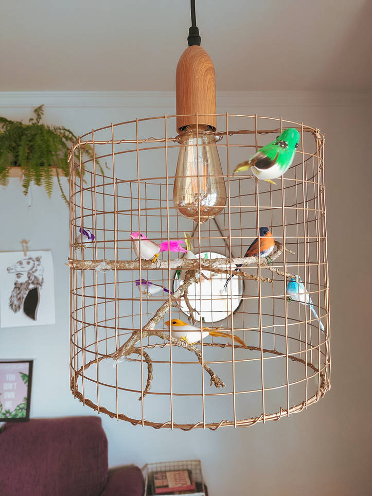 Diy bird top cage lamp shade