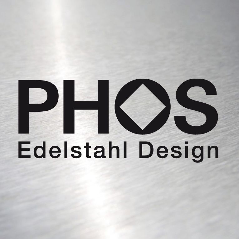 PHOS Design Garderobe Edelstahl halbrund 80 cm matt geschliffen Wandgarderobe