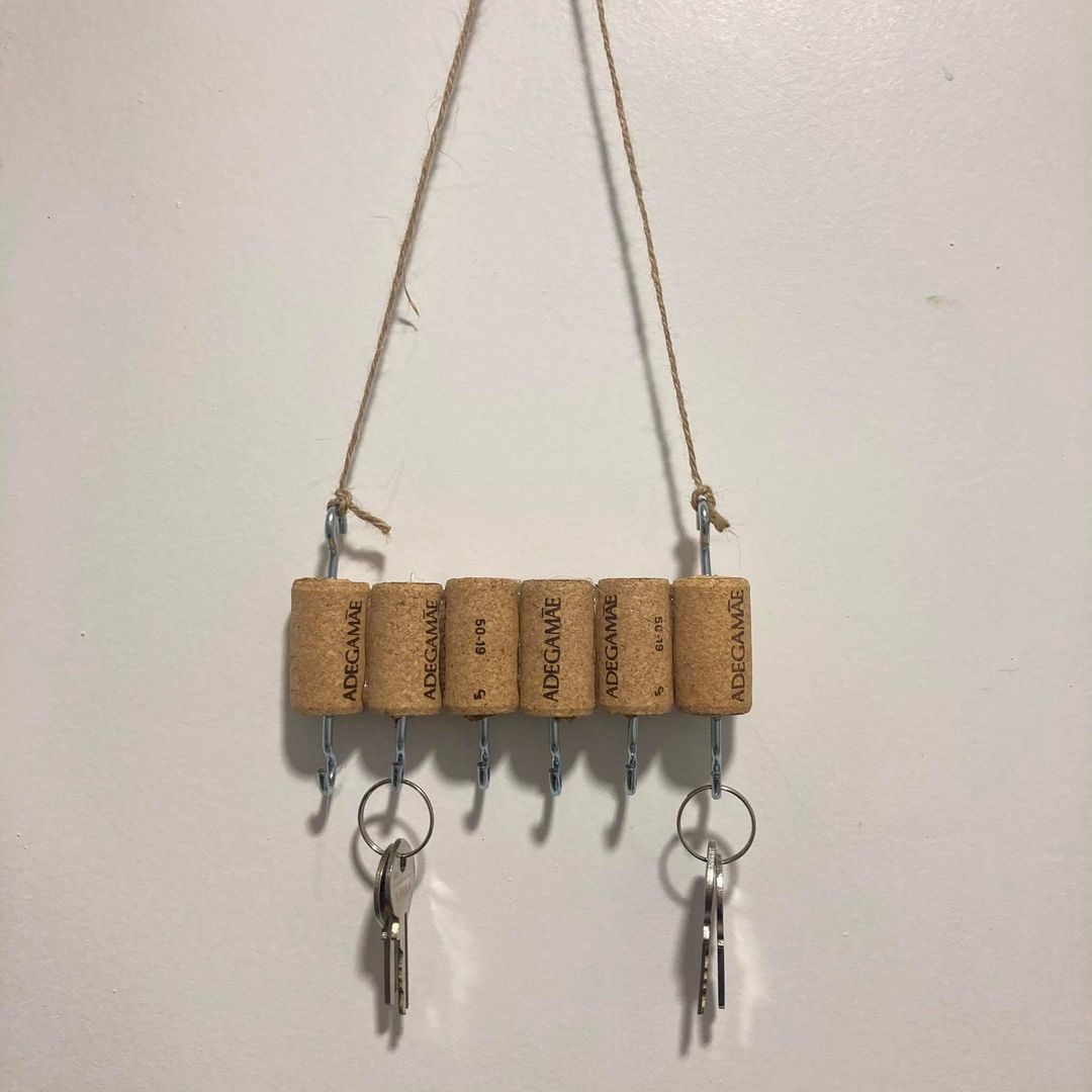 Porta llaves de pared de madera con 5 ganchos, Porta llaves de
