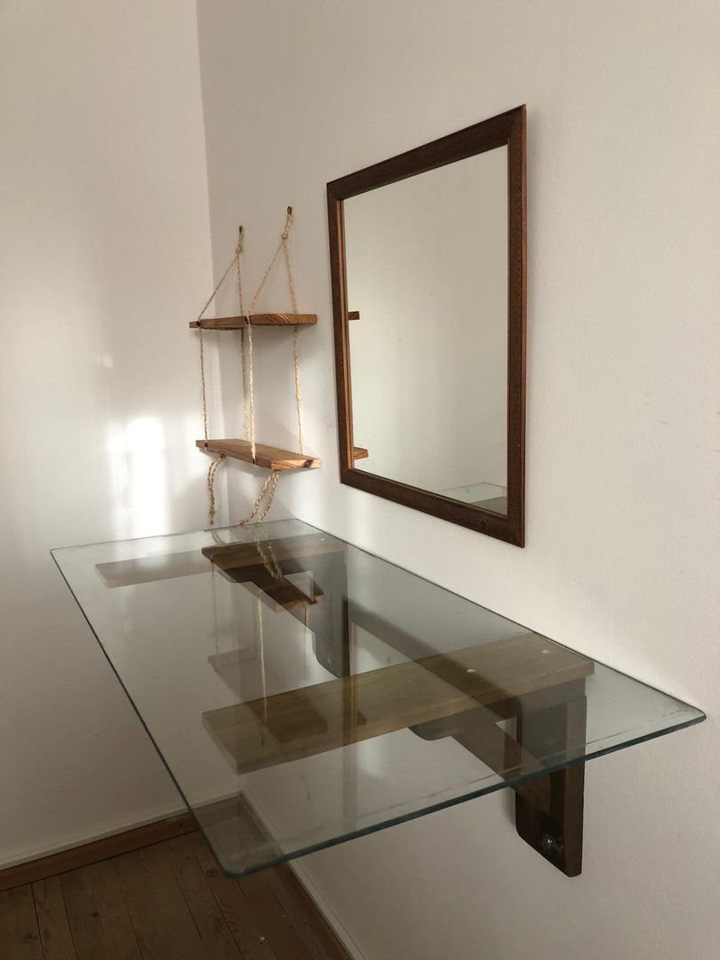 Wall mounted glass deals table