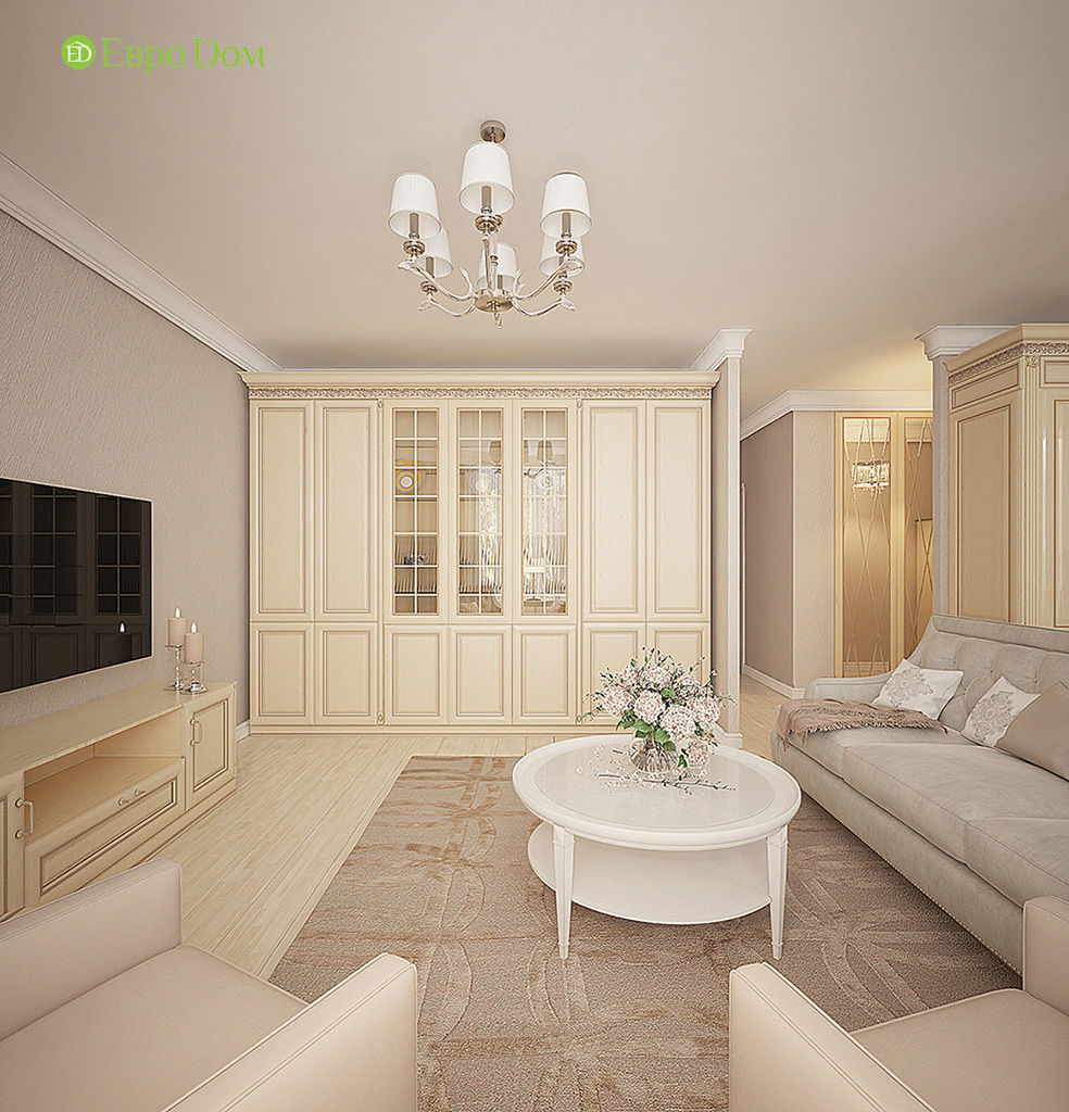 Классический дизайн интерьера квартиры в светлых тонах фото