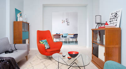 colorful mid century style living room VINTAGENCY Ausgefallene Wohnzimmer