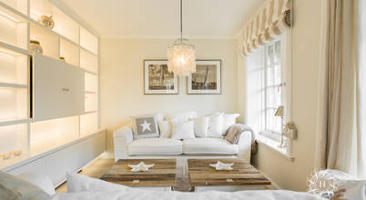Design Reetdach Neubau Wohnzimmer im Landhausstil von Home Staging Sylt GmbH Landhaus