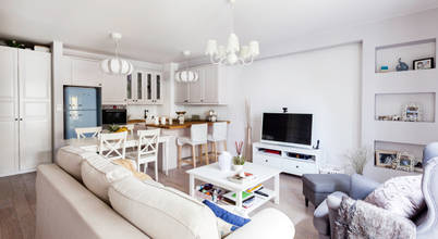 przytulne , kobiece wnętrze, Pracownia Architektury Wnętrz Decoroom Pracownia Architektury Wnętrz Decoroom Klassische Wohnzimmer