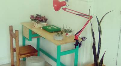 Escritorio Verde, Departamento Seis Departamento Seis Ausgefallene Arbeitszimmer Massivholz Holznachbildung Schreibtische