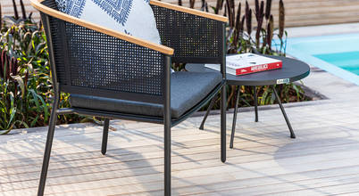 Kleine Pause Livarea Minimalistischer Balkon, Veranda & Terrasse Gartensessel, Sessel Outdoor, Lounge Stuhl, Loungesessel, Gartenloungestuhl,Möbel