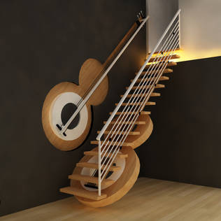 Guitar Staircase:  Corridor & hallway by Preetham  Interior Designer