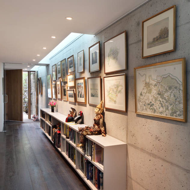 E2 PAVILION ECO HOUSE, BLACKHEATH Modern corridor, hallway & stairs by E2 Architecture + Interiors Modern