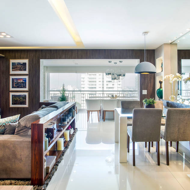 Ambientes Integrados Salas de estar ecléticas por Adriana Pierantoni Arquitetura & Design Eclético