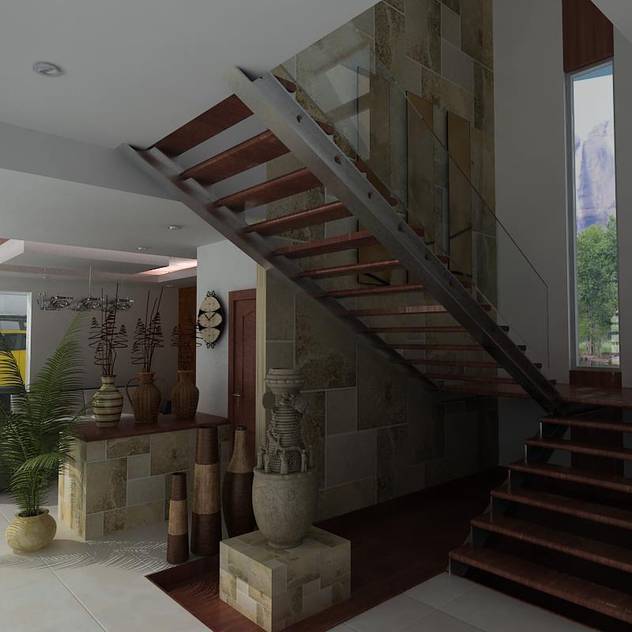 OLLIN ARQUITECTURA Modern Corridors & Stairs