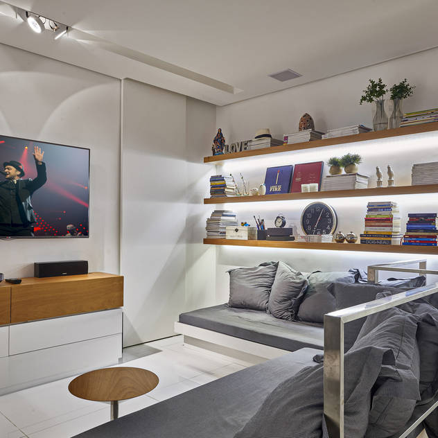 Piacesi Arquitetos Phòng giải trí phong cách hiện đại