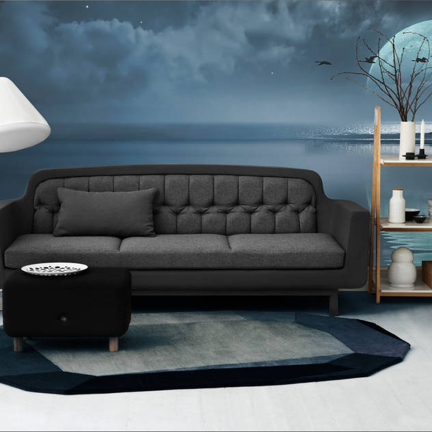 Full moon over the ocean Modern living room by Pixers Modern