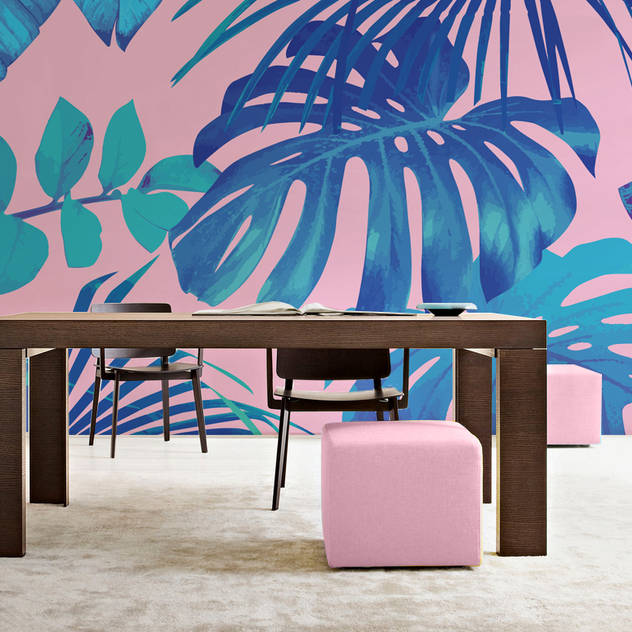 Tropical Leaves Modern dining room by Pixers Modern