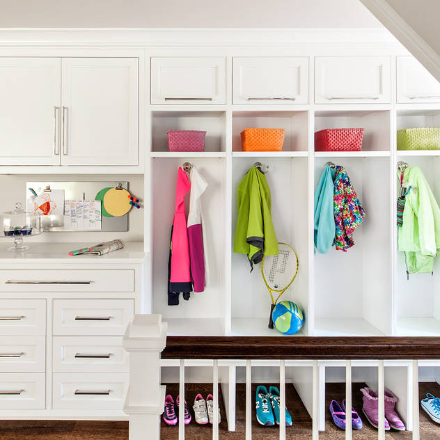 Mudroom Clean Design Modern Corridor, Hallway and Staircase