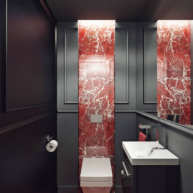 KAPRANDESIGN Eclectic style bathroom Stone Black