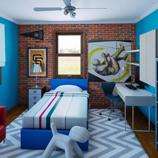 Teenager boy's room CKW Lifestyle Associates PTY Ltd Nursery/kid’s room Wood-Plastic Composite Blue