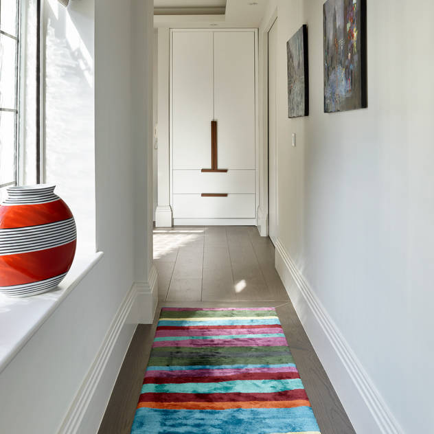 Hallway Morph Interior Ltd Modern Corridor, Hallway and Staircase joinery,rug,hallway,vase,colour,strip,paintings