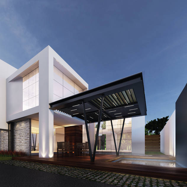 Fachada trasera: Casas de estilo minimalista por Besana Studio