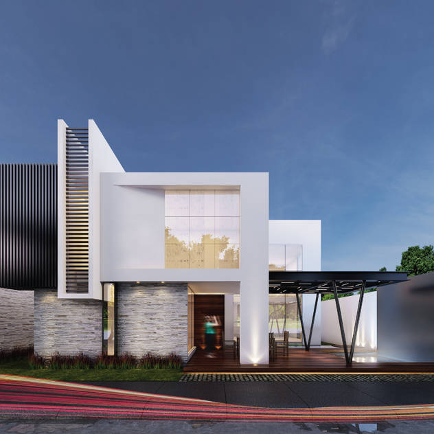 Fachada trasera: Casas de estilo minimalista por Besana Studio