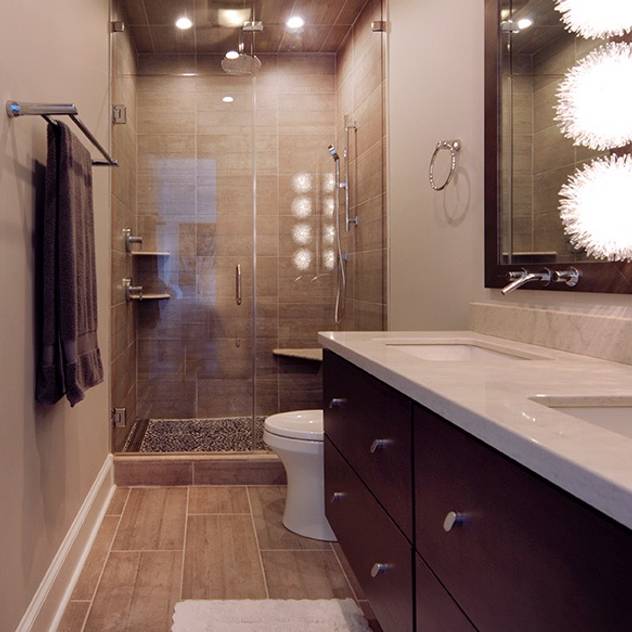 Contemporary Bathroom Design Olamar Interiors, LLC Modern bathroom Tiles Grey