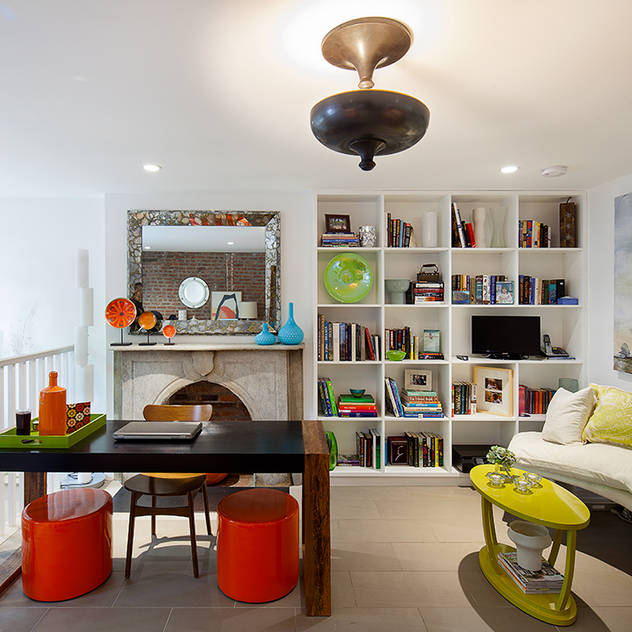 Carroll Gardens Townhouse Modern Study Room and Home Office by andretchelistcheffarchitects Modern