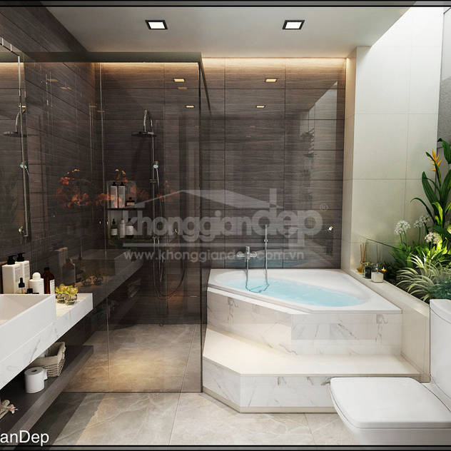 WC Phòng tắm phong cách hiện đại bởi Công ty cổ phần đầu tư xây dựng Không Gian Đẹp Hiện đại