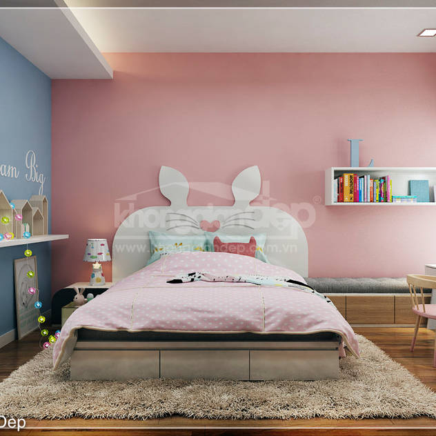 Phòng ngủ bé gái:  Phòng ngủ by Công ty cổ phần đầu tư xây dựng Không Gian Đẹp 