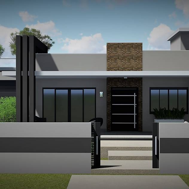 Remodela&ccedil;&atilde;o da fachada: Casas unifamilares  por Trivisio Consultoria e Projetos em 3D