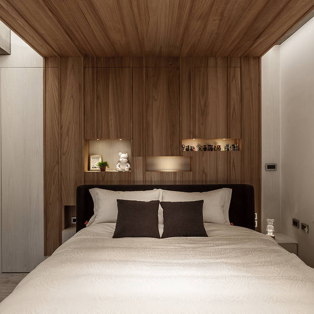 臥室 漢玥室內設計 Industrial style bedroom Wood Wood effect